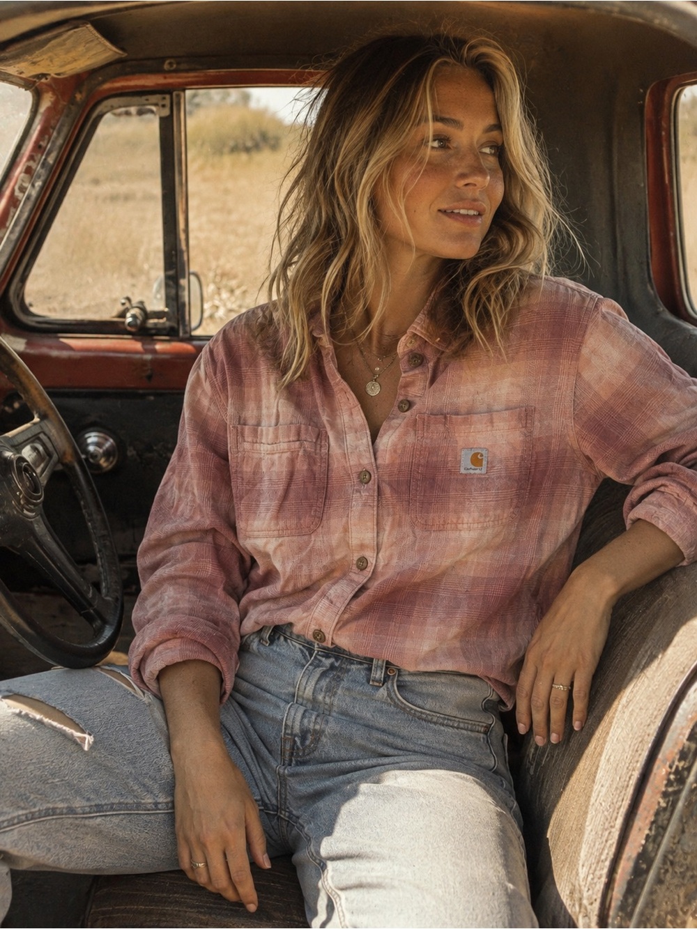 Carhartt Rugged Flex Pink Plaid Button-Up Shirt Women’s XS
